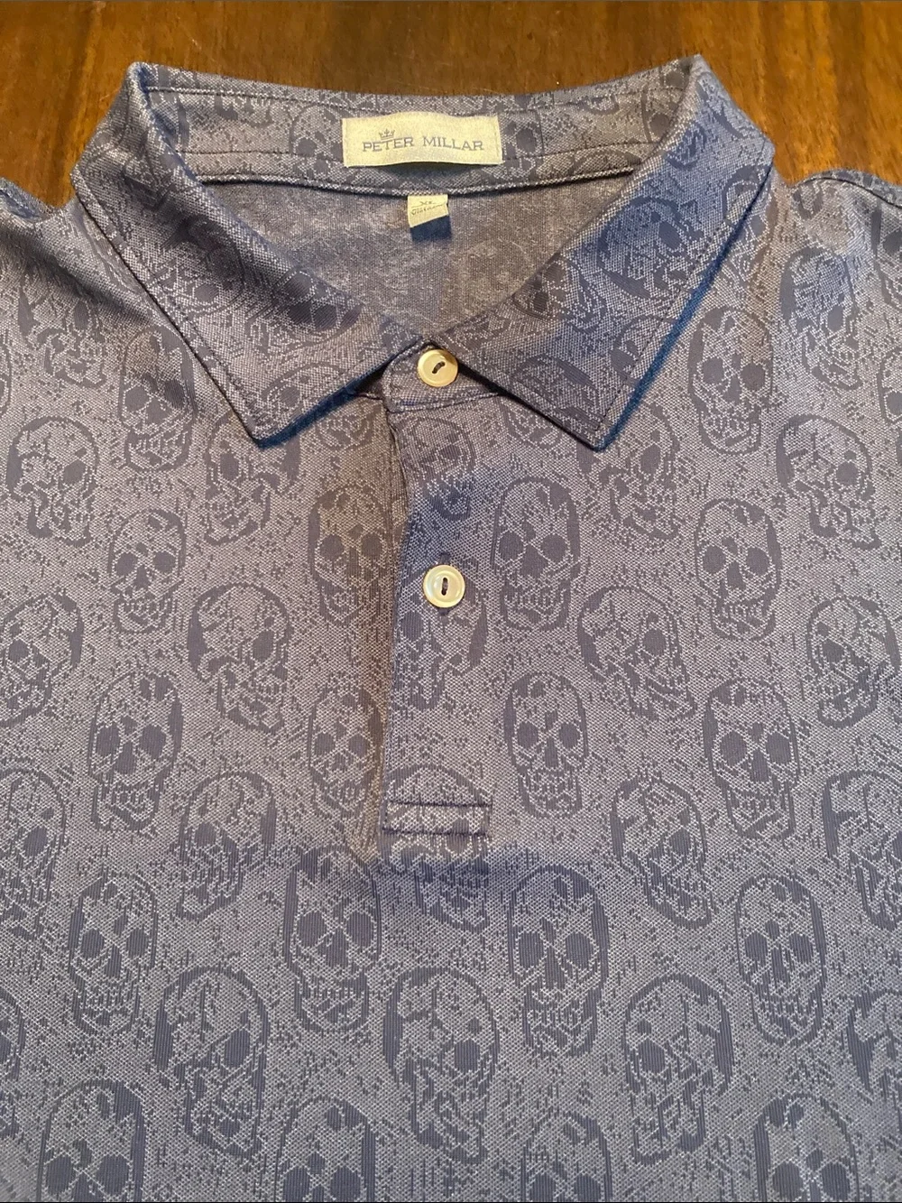 Peter Millar Navy Blue Big Skull AOP Golf Polo Shirt
